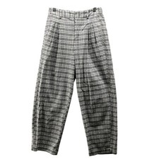 Urban Outfitters High Waisted Pleated Pants Womens S Plaid Gray Seersucker