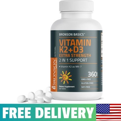 Bronson Vitamin K2 D3 (MK7) Supplement Non-GMO Formula 360 Count (Pack of 1)