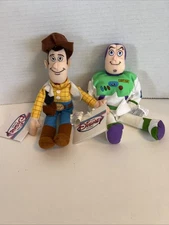 Toy Story Disney Store Woody & Buzz Lightyear Mini Bean Plush 8” & 9" NWT