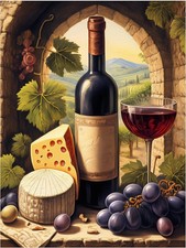 Tile Mural Wine Themed Tuscany Vineyard Kitchen Wall Backsplash Marble Ceramic