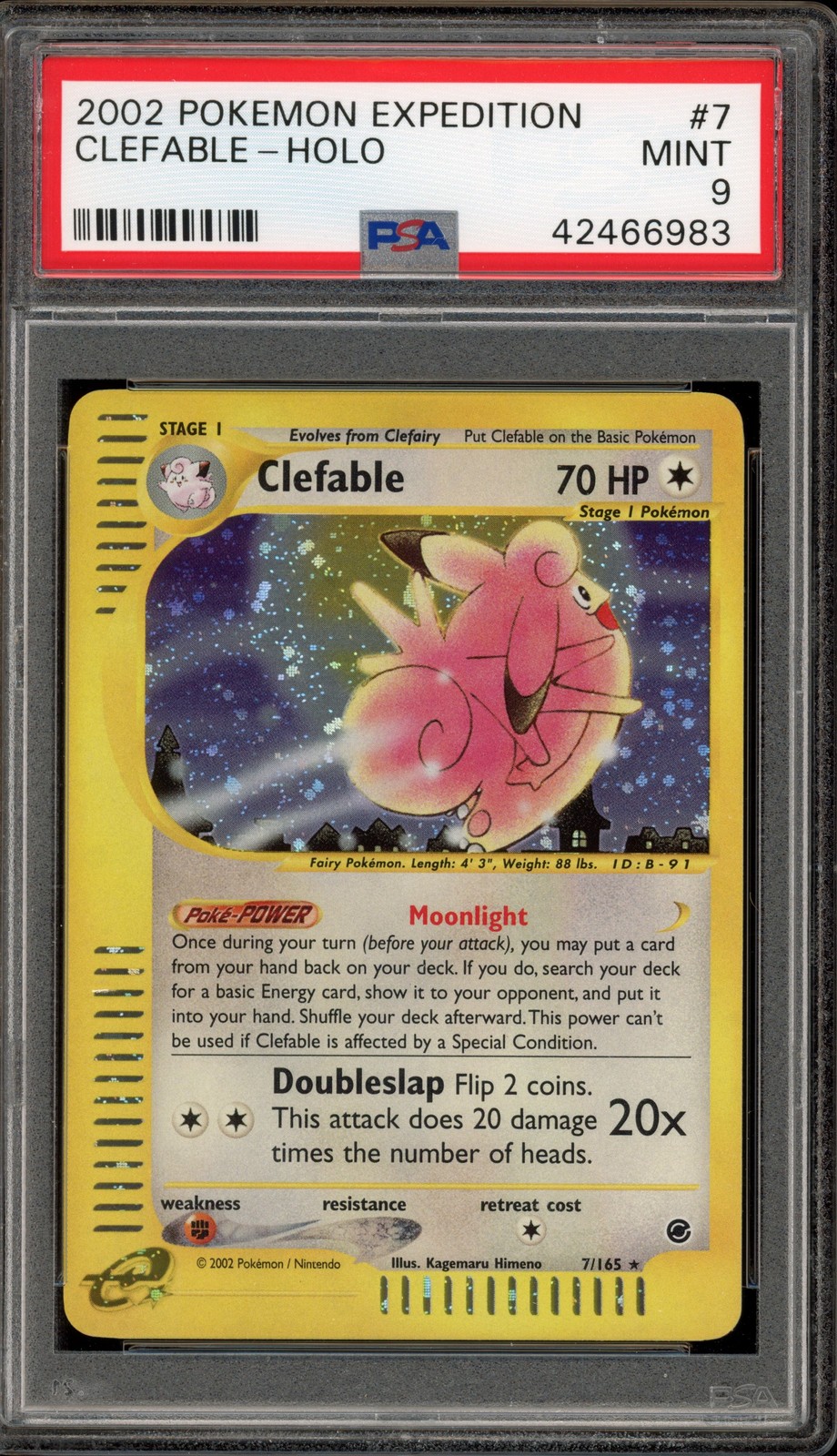 Pokemon Clefable Expedition Holo Rare #7 PSA 9 Mint