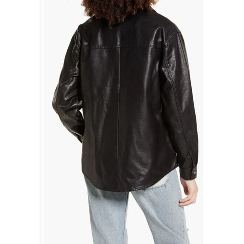 Chaqueta Camisa Ten Sixty Sherman Para Mujer Cuero Sintético en Negro Grande Precio de venta sugerido por el fabricante 69 USD - Imagen 4 de 10
