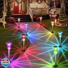 Eyrosa Solar Outdoor Lights, 10 Pack Solar Pathway Lights Outdoor