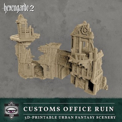 Hexengarde Customs Office Ruin 32mm Scale Building for D&D, RPG, Mordheim