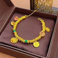 Enamel Wealth God Bracelet Five Way Fortune Rope Woven Beaded Bracelet Unisex