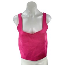 Zara Women's Pink Sleeveless Sweetheart Rib Knit Cami Camisole Tank Top Size L