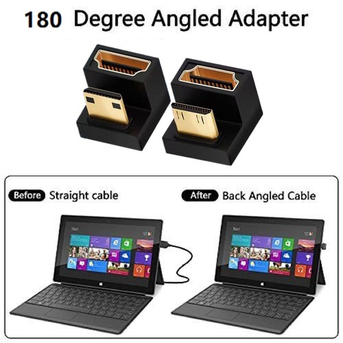 U Shape Mini HDMI to HDMI Adapter 8K Mini HDMI Male to 180 Degree For Xbox 360 - Picture 9 of 18