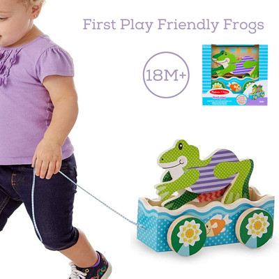 Melissa & Doug erstes Spiel freundliche Frösche Kleinkind Kinder Holz Zugspielzeug NEU