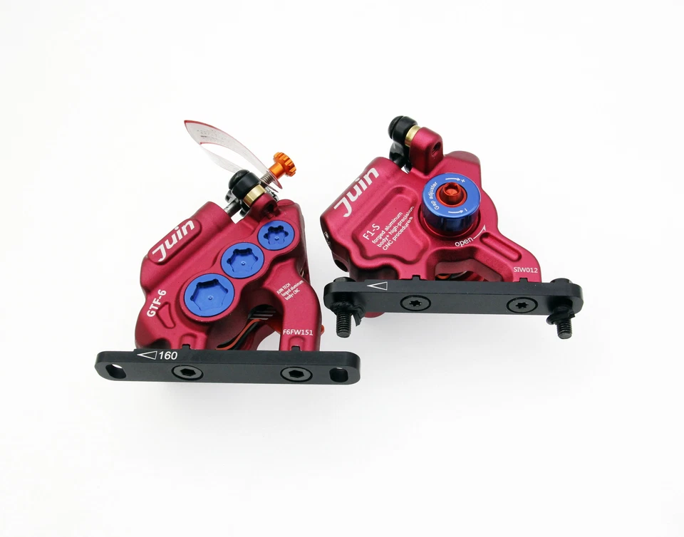 Juin Tech GTF6 Cyclocross Fahrrad 6-Kolben Hydraulischer Bremssattel Set Rot - Bild 3 von 4