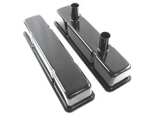 Chevy 305 350 Tall Valve Covers W Breather Tubes Circle Track Black E41513bk