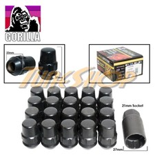 20 All Lock Gorilla Bulge Acorn Wheels Rims Lug Nuts 12x1.25 1.25 Black Close N
