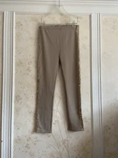 NWT  Mia Joy Girls Sequin Tuxedo Leggings 14 Gold Umber