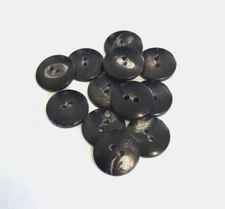 24 Buttons Black Brown Plastic 2-Hole Sew Through Sewing 15 mm BR44