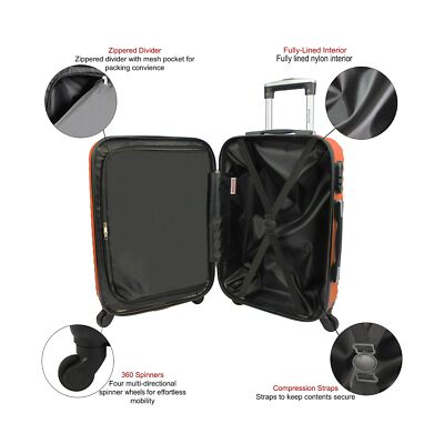 Dejuno Craft Hardside 3-Piece Spinner Luggage Set, Orange