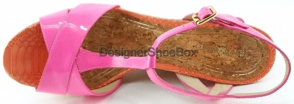 $280 JUICY COUTURE DAKOTA Mademoiselle Rosa Patente Diseñador Plataforma Cuñas 8.5 Foto 4 de 4