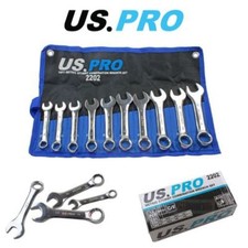 US PRO Tools 10pc Metric Stubby Combination Spanner Wrench Set 10 - 19mm 2202