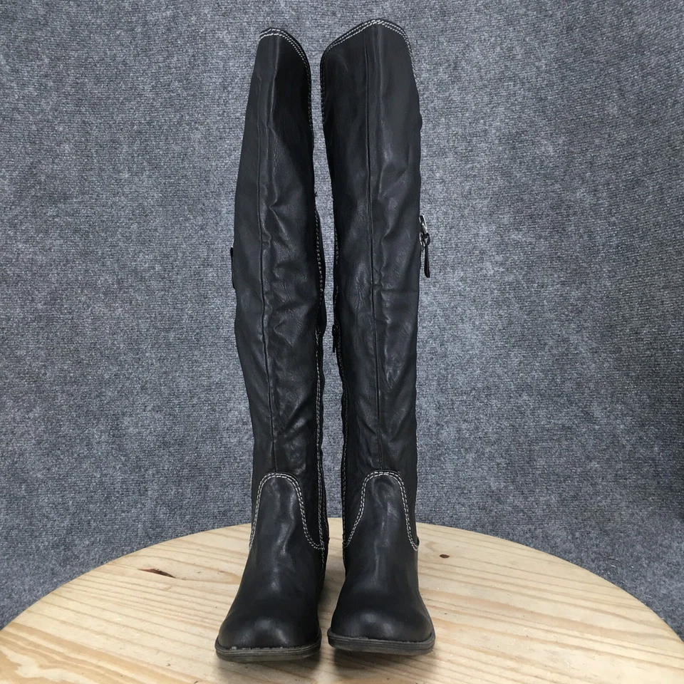 Botas American Rag para mujer 5M Duncan altas sobre la rodilla negras laterales 1/2 cremallera hebilla Foto 4 de 4