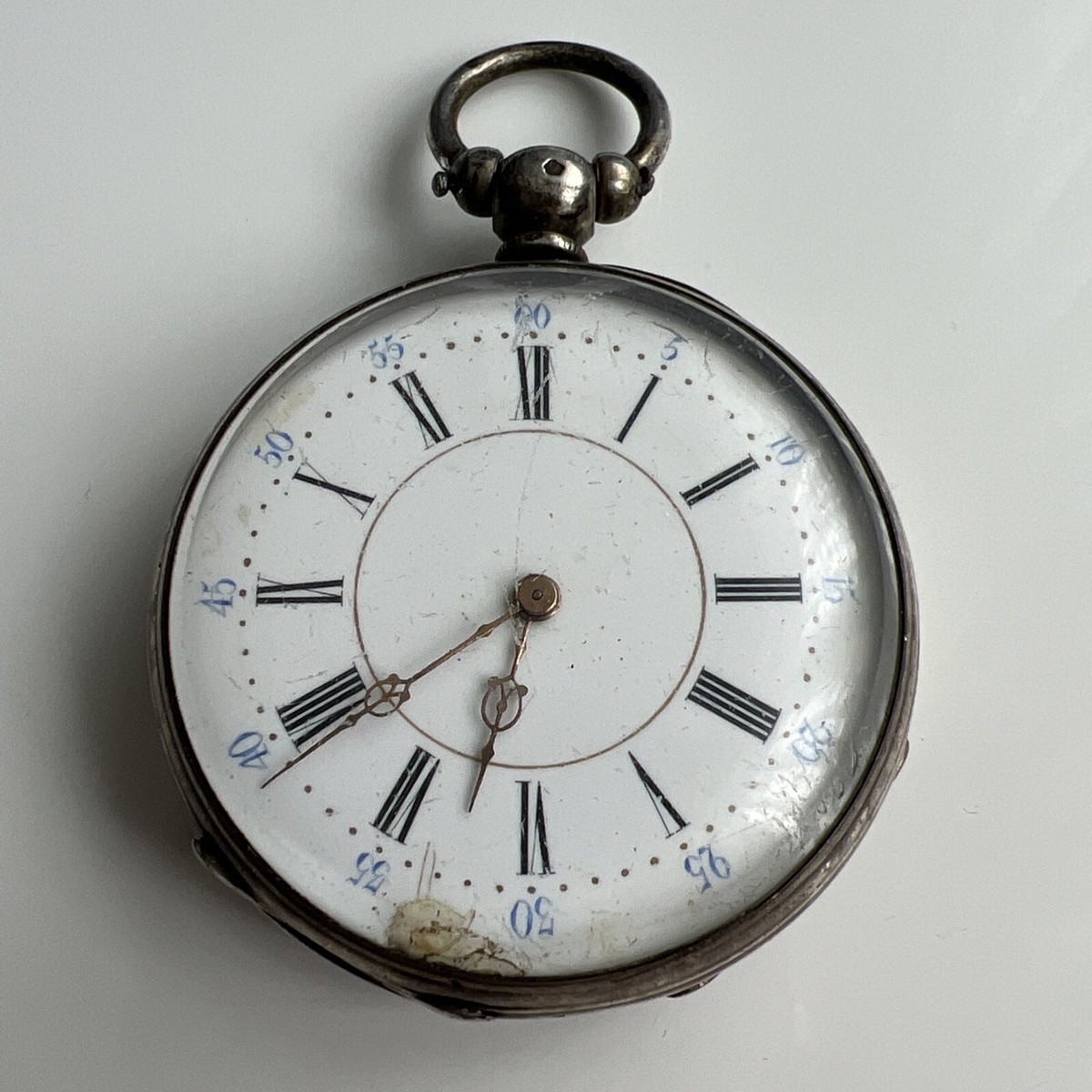 Antike Englische Silber Schlüssel Taschenuhr Pocket Watch -9-7