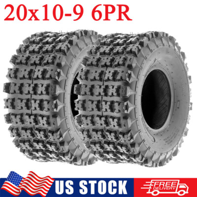 2 Pack 20x10-9 All Terrain Tires 20x10x9 6PR Tubeless ATV UTV Mud Off-Road Tires
