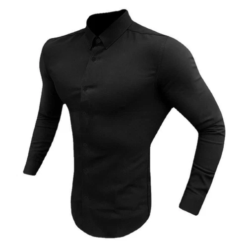 Men's Long Sleeve Super Slim Fit Plain Casual Shirt Business Dress Shirt Men - Bild 14 von 25