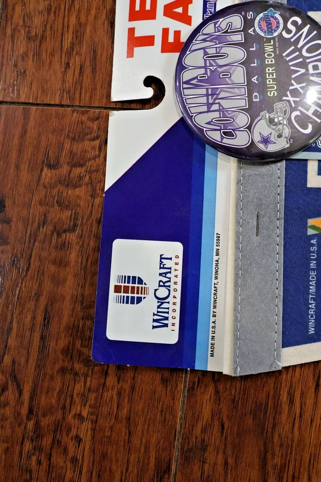 1993 Dallas Cowboys Super Bowl XXVIII Чемпионы Спина к Спине Вымпел/значок/наклейка - Изображение 4 из 4