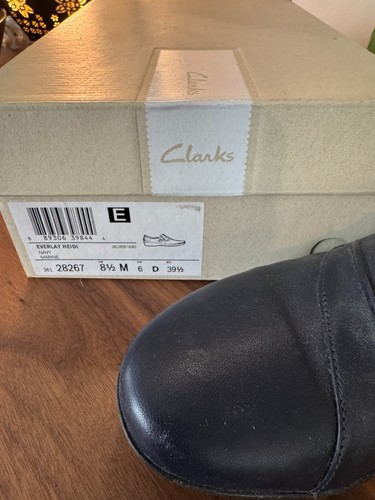 Clarks Everlay Heidi Slip On NAVY MARI Leather Women's 8 M Shoes Wedge Heel NIB - Picture 8 of 8