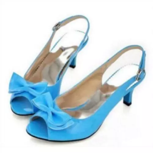 Damenschuhe Pfennigabsatz Peeptoe-Slingpumps Sandalen Übergröße - Bild 23 von 26