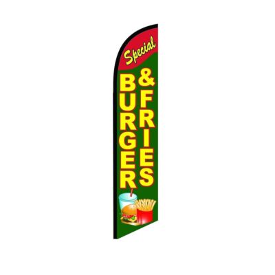 Burger & Fries Special Green Swooper Flutter Feather Flag | 3ft W x 11.5ft Tall