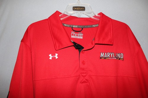 Under Armour Heatgear Maryland Terrapins Men's Polo Shirt Red - XXL Excellent - Picture 2 of 5