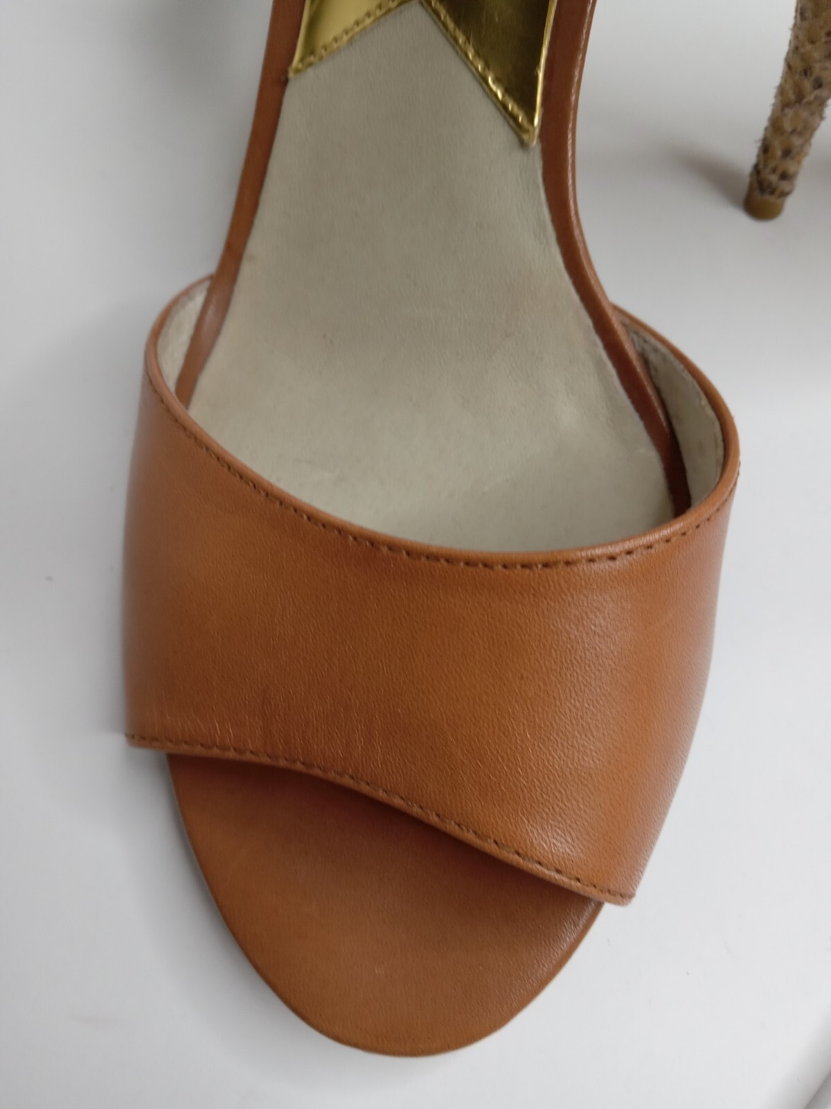 Michael Kors Guillianna Leather/python Open Toe H… - image 15