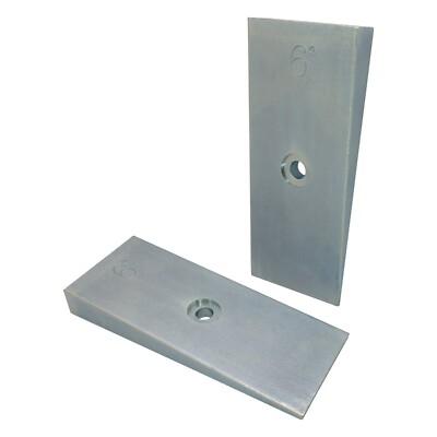 2'' Wide Steel 6 Degree Shims Wedge for Pinion Angle or Caster, Zinc Plated (2)