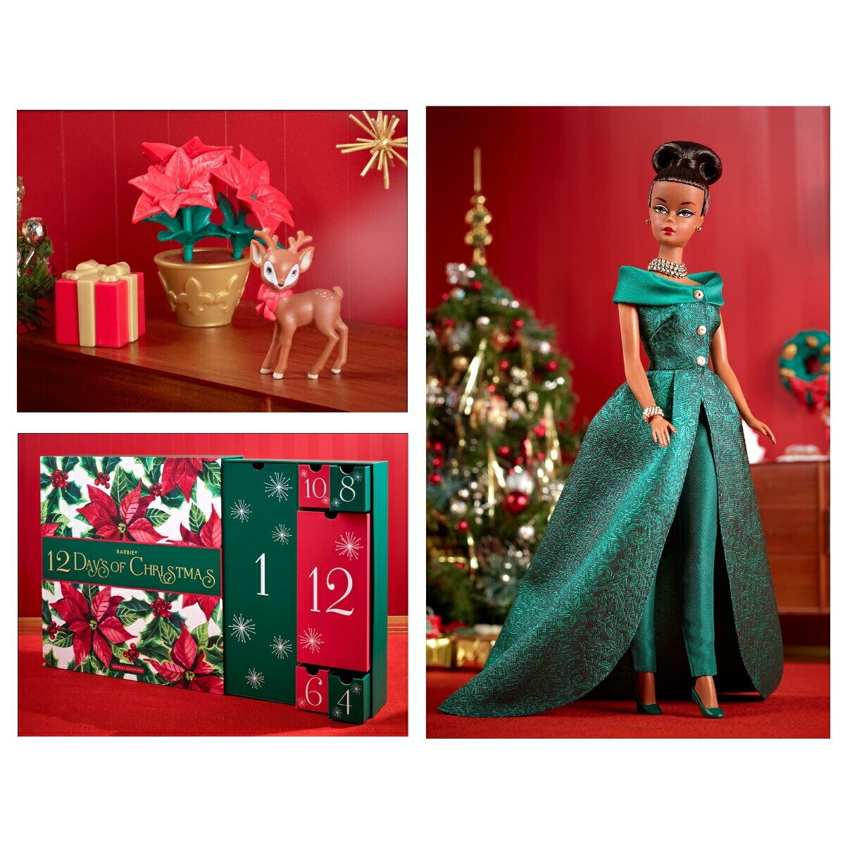 Barbie Signature 12 Days of Christmas 2023 Calendar with 2 Dolls Mattel HJX13