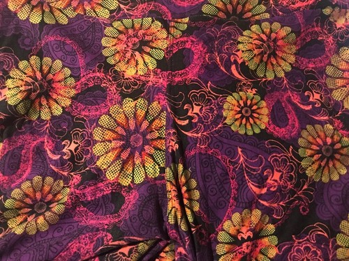 Women Lularoe TC Tall & Curvy Leggings Purple Floral Paisley Daisy New 12-18 ❤️ - Picture 3 of 7