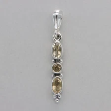 925 Sterling Silver Oval and Round Yellow Citrine Pendant - Natural Gemstone