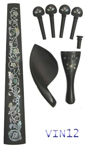 Solid ebony 4/4 Violin fingerboard, tailpiece,chinrest, peg,end pin,1 set,VIN - Picture 12 of 17