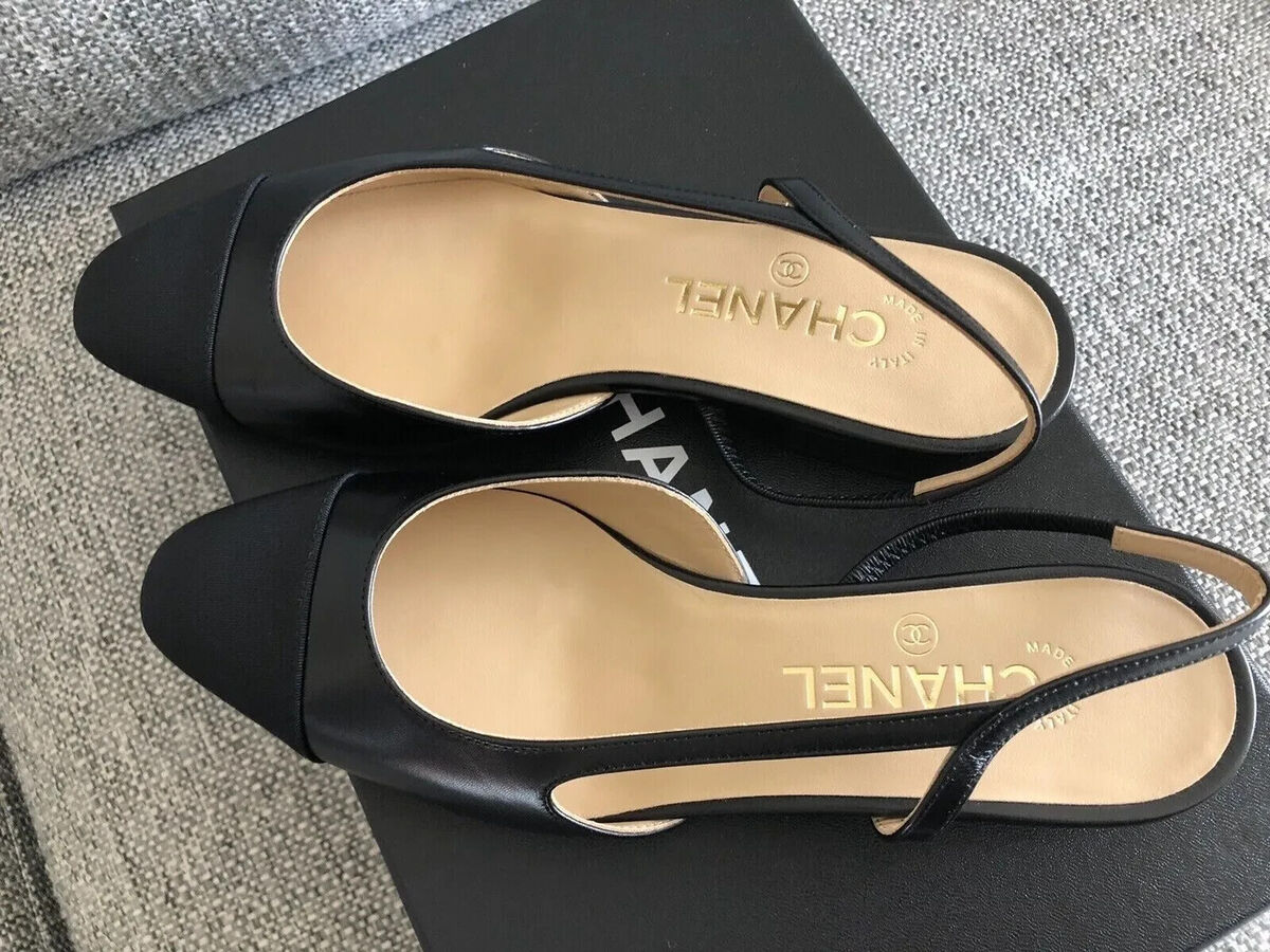 New Chanel Size 36 Goatskin Slingback Black Flat | eBay New Chanel Size 36 Goatskin Slingback Black Flat | eBay