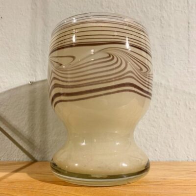 Solid Glass Vase Glashütte Eisch Signed 80s Thread Glass Vintage Yellow Purple