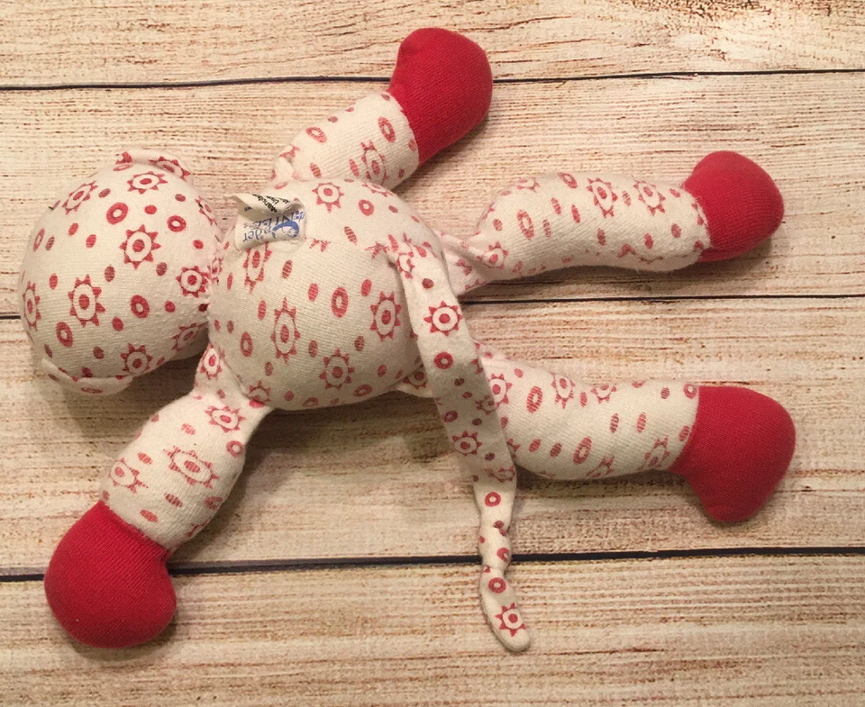 "Juguete para bebé Under the Nile mono raspado Egipto algodón orgánico peluche rojo 10""" Foto 2 de 4