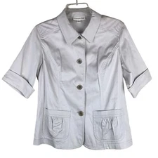 Coldwater Creek Khaki Cotton Spandex Button Up Jacket w/ Pockets Size 10