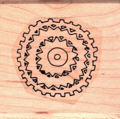Gear Pattern Stamp Limited Edition ~ PATTERNED GEAR ~ Wood Mounted Rubber Stamp Cogs ...