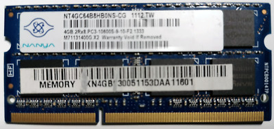 Nanya 4GB DDR3 1333 MHz PC3-10600S Notebook Laptop RAM NT4GC64B8HB0NS-CG