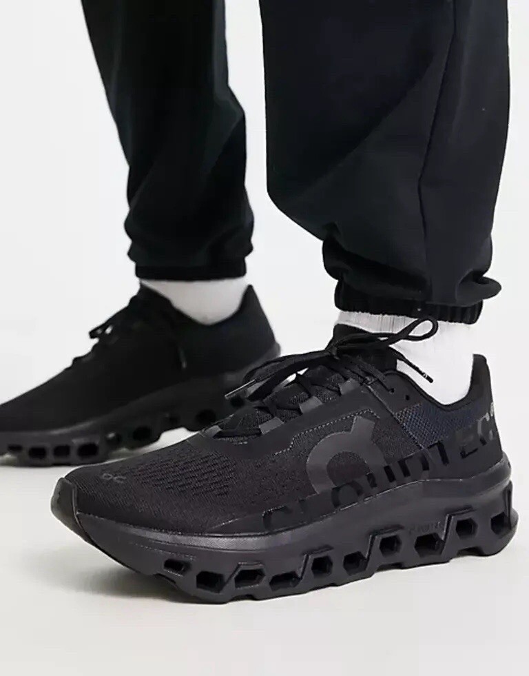 On Cloudmonster Running Shoe - Triple Black - Mens 8 US | eBay