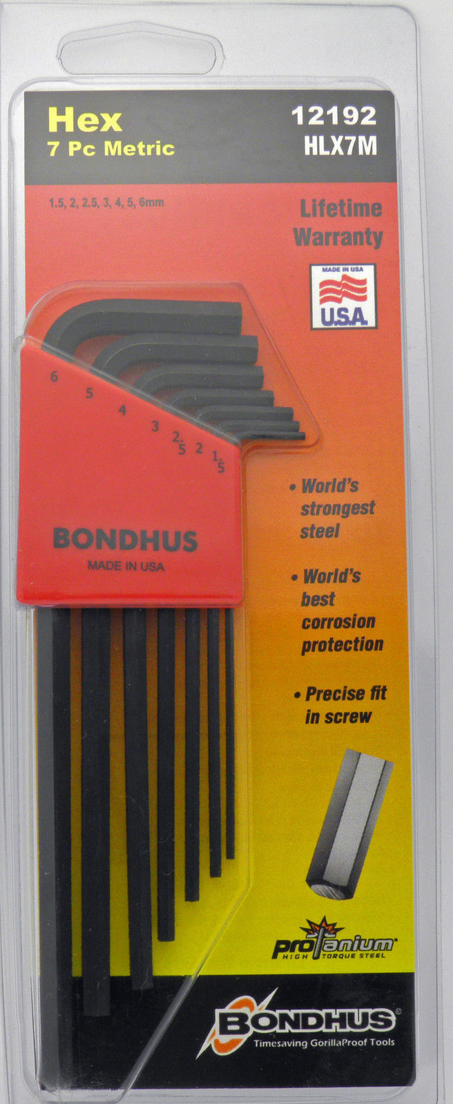 Bondhus HLX7M 7 Piece Long Hexagon Key Set 1.5-6mm