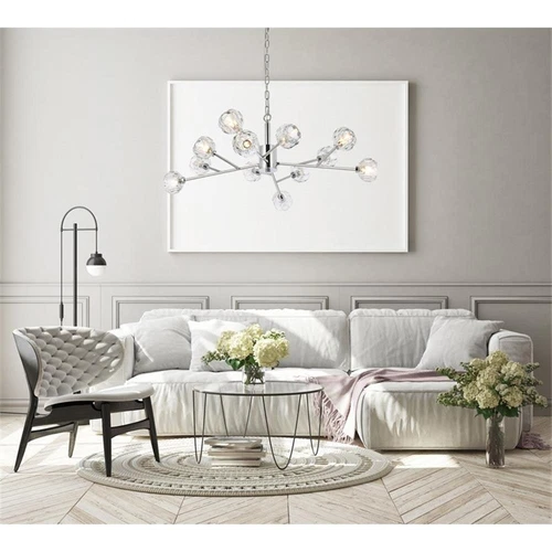 Elegant Lighting Graham 12-Light Modern Crystal Pendant in Chrome - Picture 2 of 8