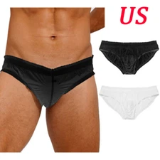 Men Shiny Bikini Swimwear Low-Rise Elastic Brief Bulge Pouch Underwear Trunk