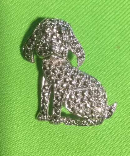 Broche de colección súper lindo Kida de metal plateado marcasita cachorro perro 429