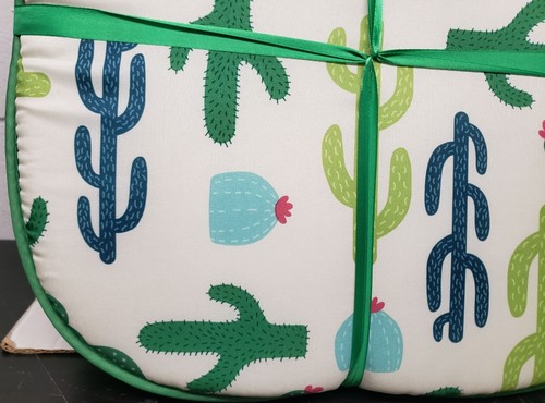 Set of 4 CHAIR PADS CUSHIONS with green ties,15" x 15", CACTUS FLOWERS # 1, BH - Picture 16 of 16