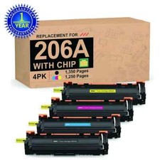 WITH CHIP 4PK 206A W2110A Toner Cartridge Set HP Color Pro MFP M283fdw M255dw 1P