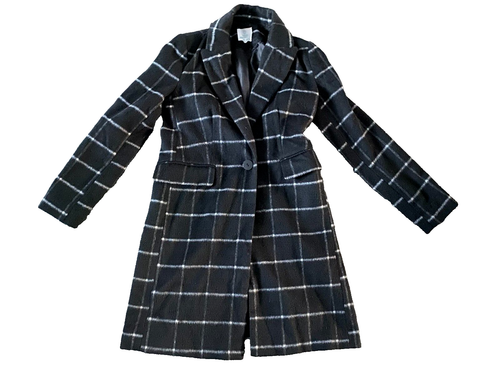 Adult Size UK 4 Black Checked Wool Jacket USED Primark | eBay