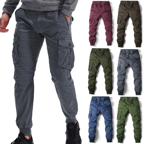 Pantalones Vaqueros Hombre Joggers Cintura Elástica Cargo Combat Casual Puño - Imagen 4 de 33